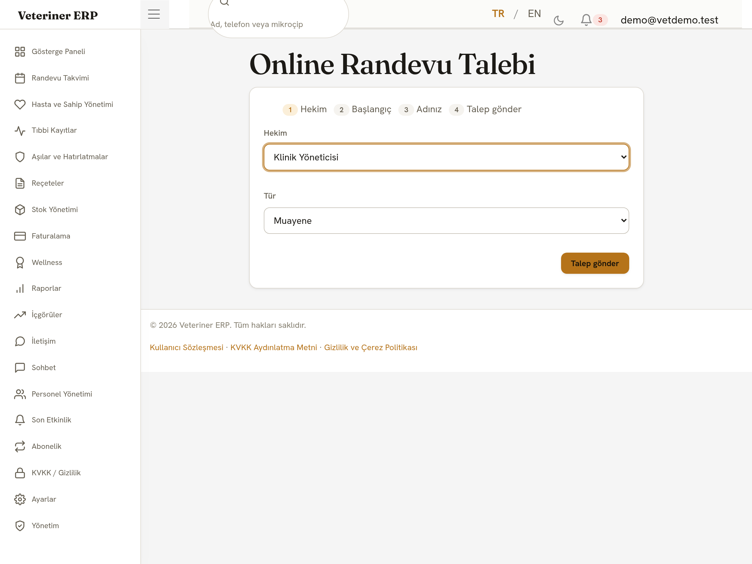 Halka açık online randevu sayfası